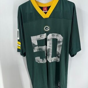Green Bay Packers AJ Hawk #50 Reebok Mens Green Team Graphic V-Neck Jersey M